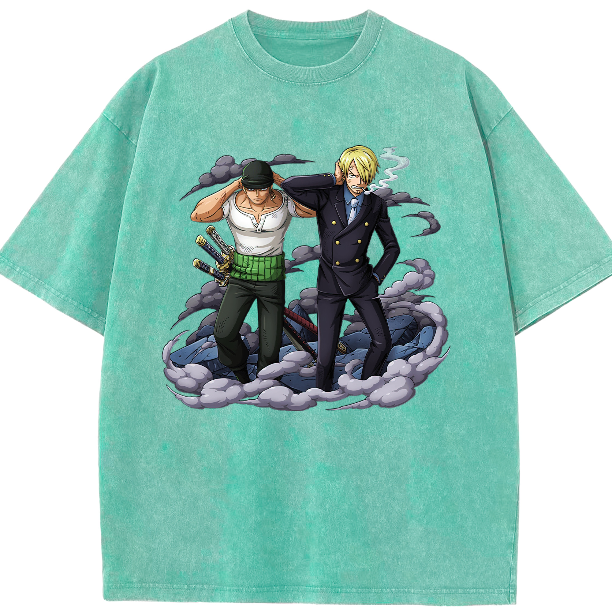 ワンピース サンジ ONE PIECE Sanji 綿100% ヴィンテージ風 半袖Tシャツ（フロントプリント）